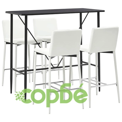 Бар комплект от 5 части, изкуствена кожа, бял ➤ топ цена ➤ sorbe.bg