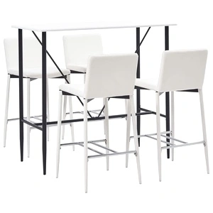 Бар комплект от 5 части, изкуствена кожа, бял