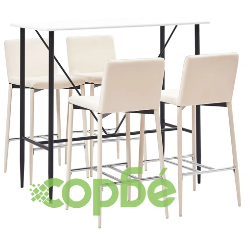 Бар комплект от 5 части, изкуствена кожа, кремав ➤ топ цена ➤ sorbe.bg