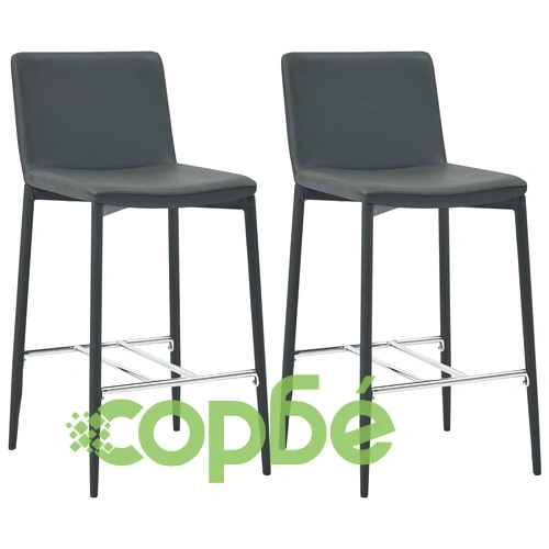 Бар комплект от 5 части, изкуствена кожа, сив ➤ топ цена ➤ sorbe.bg