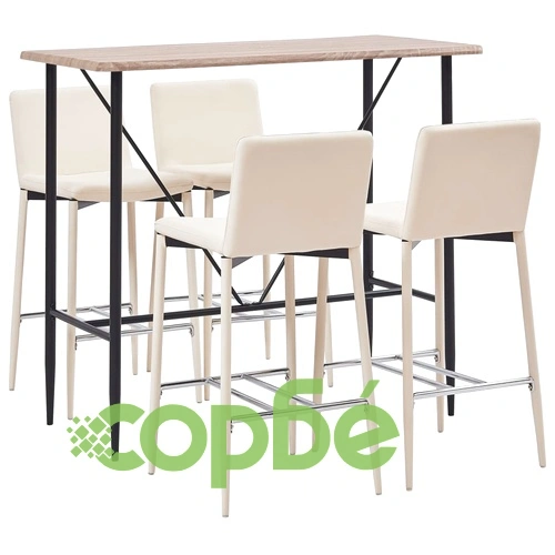 Бар комплект от 5 части, изкуствена кожа, кремав ➤ топ цена ➤ sorbe.bg