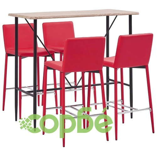 Бар комплект от 5 части, изкуствена кожа, червен ➤ топ цена ➤ sorbe.bg