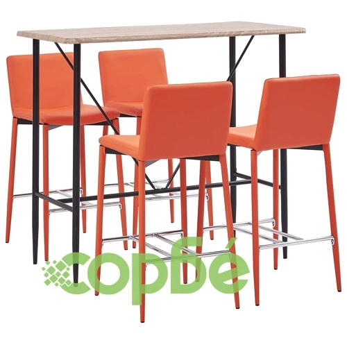 Бар комплект от 5 части, изкуствена кожа, оранжев ➤ топ цена ➤ sorbe.bg