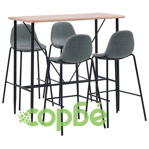 Бар комплект от 5 части, текстил, светлосив ➤ топ цена ➤ sorbe.bg