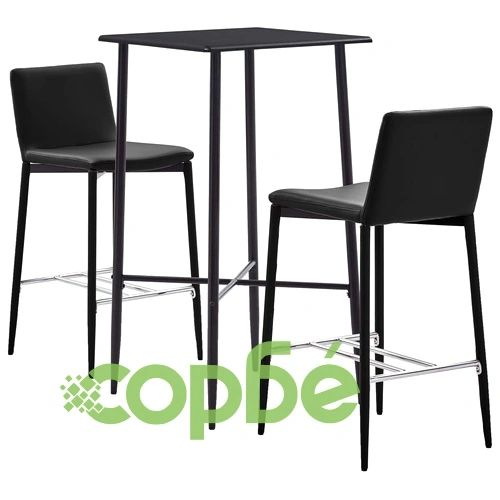 Бар комплект от 3 части, изкуствена кожа, кафяв ➤ топ цена ➤ sorbe.bg