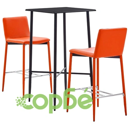 Бар комплект от 3 части, изкуствена кожа, оранжев ➤ топ цена ➤ sorbe.bg