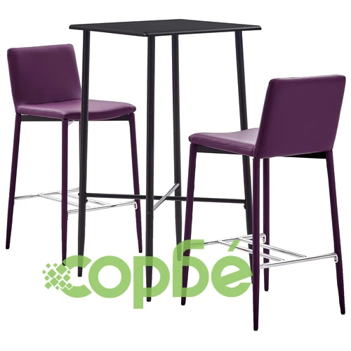 Бар комплект от 3 части, изкуствена кожа, лилав ➤ топ цена ➤ sorbe.bg