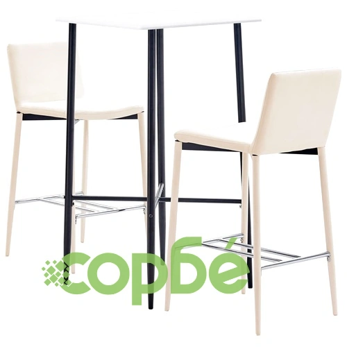 Бар комплект от 3 части, изкуствена кожа, кремав ➤ топ цена ➤ sorbe.bg