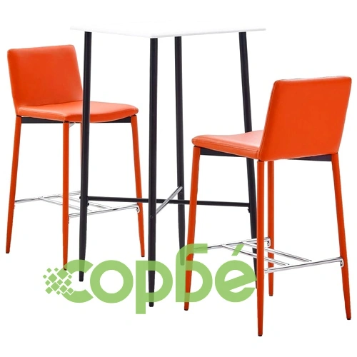 Бар комплект от 3 части, изкуствена кожа, оранжев ➤ топ цена ➤ sorbe.bg