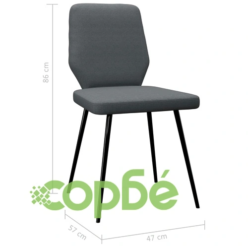 Трапезни столове, 6 бр, тъмносиви, текстил  ➤ топ цена ➤ sorbe.bg