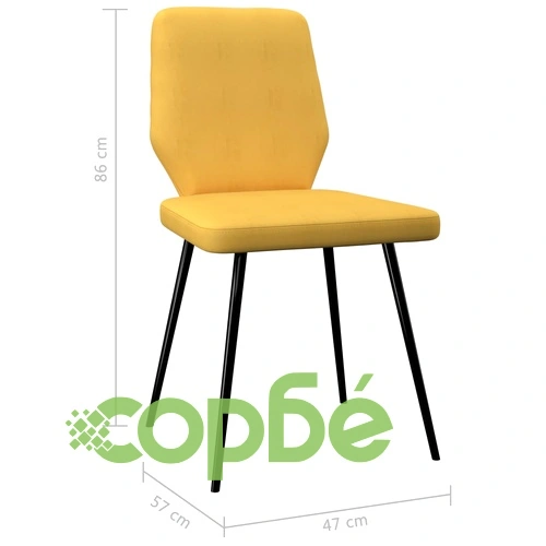 Трапезни столове, 6 бр, жълти, текстил  ➤ топ цена ➤ sorbe.bg