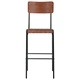 Бар табуретки, 2 бр, кафяви, твърд шперплат, стомана