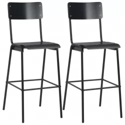 Бар столове, 2 бр, черни, твърд шперплат, стомана