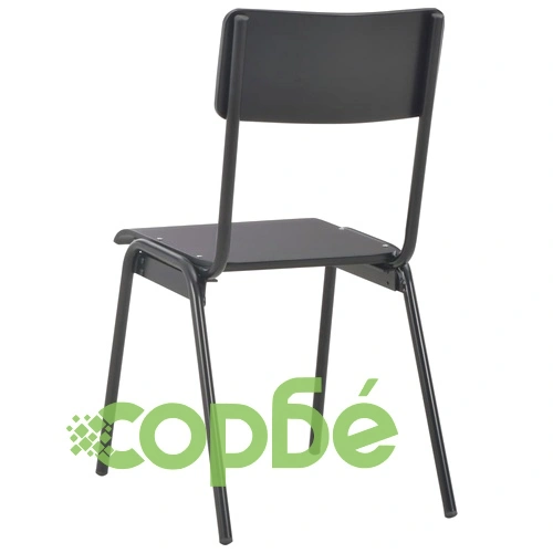Трапезни столове, 4 бр, черни, твърд шперплат, стомана ➤ топ цена ➤ sorbe.bg