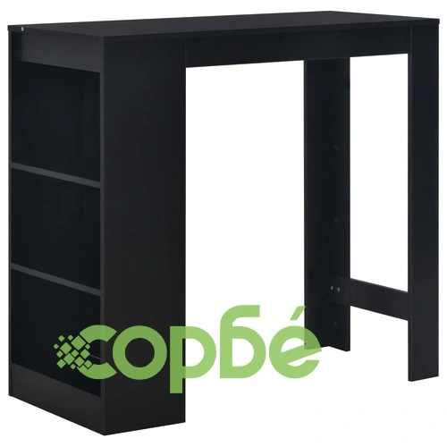 Бар маса с рафт, черна, 110x50x103 см ➤ топ цена ➤ sorbe.bg