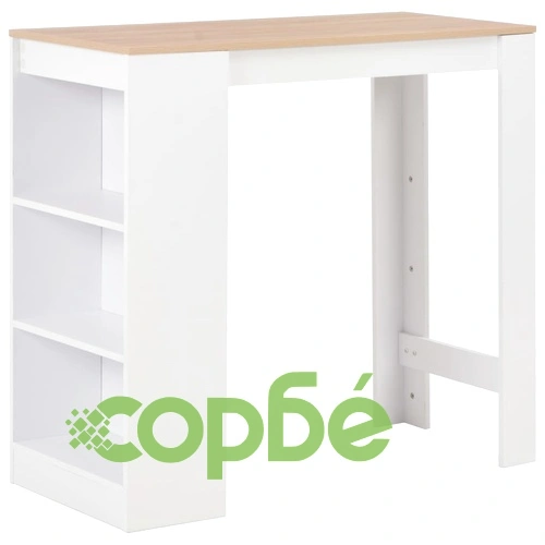 Бар маса с рафт, бяла, 110x50x103 см ➤ топ цена ➤ sorbe.bg