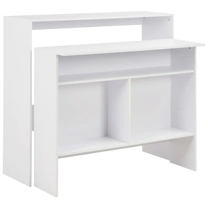 Бар маса с 2 плота, бяла, 130x40x120 см