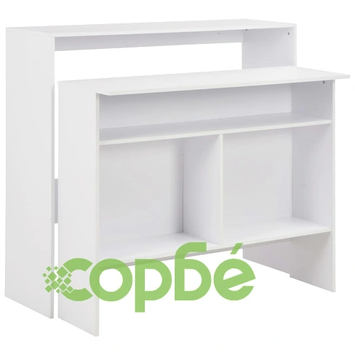 Бар маса с 2 плота, бяла, 130x40x120 см ➤ топ цена ➤ sorbe.bg