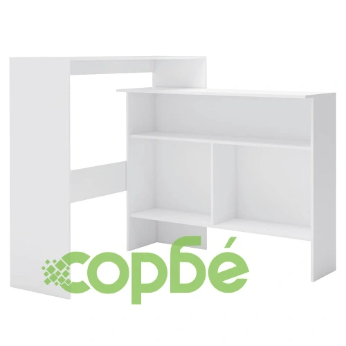 Бар маса с 2 плота, бяла, 130x40x120 см ➤ топ цена ➤ sorbe.bg