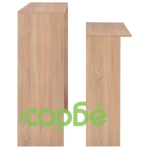 Бар маса с 2 плота, дъб, 130x40x120 см ➤ топ цена ➤ sorbe.bg