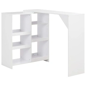 Бар маса с подвижен рафт, бял, 138x39x110 см