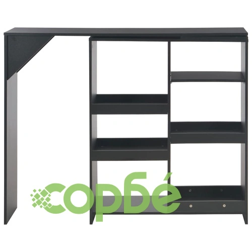 Бар маса с подвижен рафт, черна, 138x39x110 см ➤ топ цена ➤ sorbe.bg