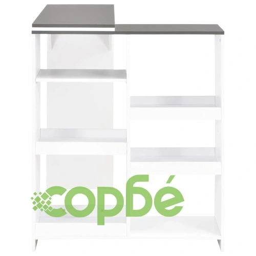 Бар маса с подвижен рафт, бяла, 138x39x110 см ➤ топ цена ➤ sorbe.bg