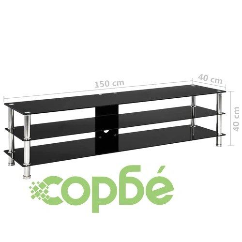 Поставка за телевизор, черна, 150x40x40 см, закалено стъкло на топ цена от sorbe.bg Поставка за телевизор, черна, 150x40x40 см, закалено стъкло ➤ топ цена ➤ sorbe.bg