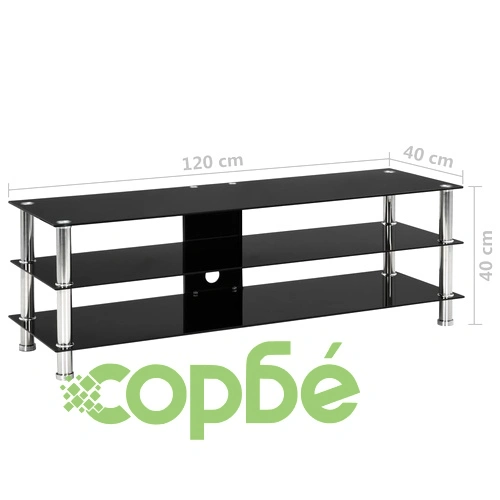 Поставка за телевизор, черна, 120x40x40 см, закалено стъкло на топ цена от sorbe.bg Поставка за телевизор, черна, 120x40x40 см, закалено стъкло ➤ топ цена ➤ sorbe.bg