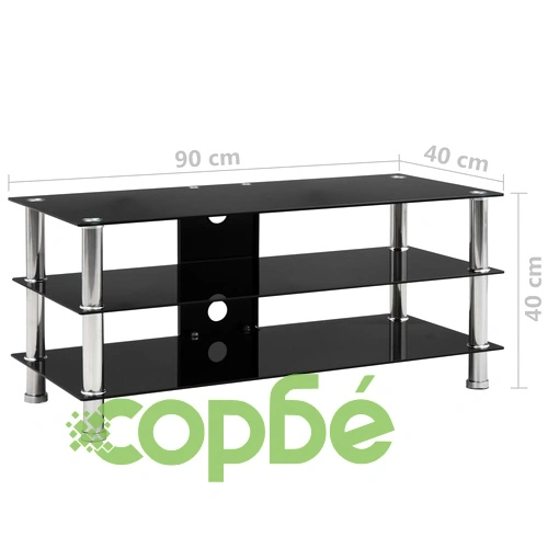Поставка за телевизор, черна, 90x40x40 см, закалено стъкло на топ цена от sorbe.bg Поставка за телевизор, черна, 90x40x40 см, закалено стъкло ➤ топ цена ➤ sorbe.bg