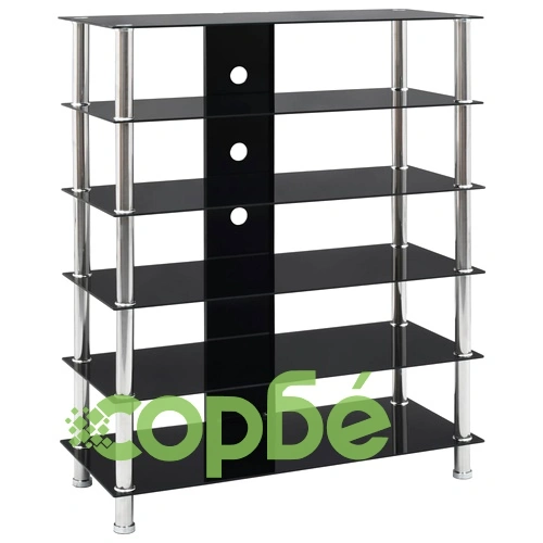 280096  HiFi Stand Black 90x40x113 cm Tempered Glass ➤ топ цена ➤ sorbe.bg
