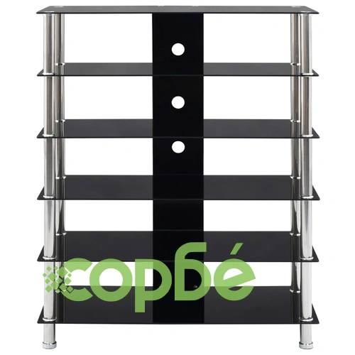 280096  HiFi Stand Black 90x40x113 cm Tempered Glass ➤ топ цена ➤ sorbe.bg