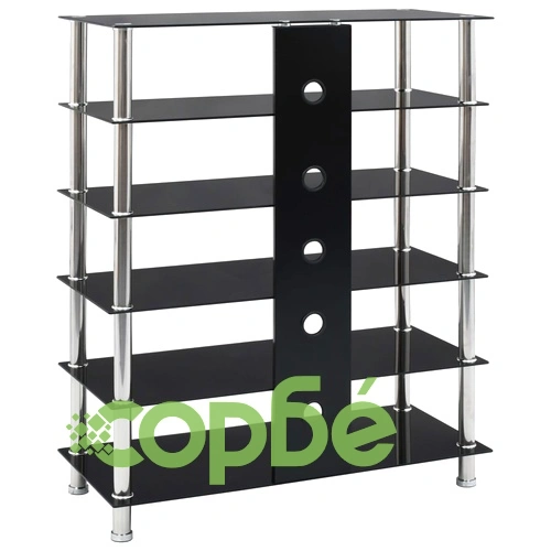 280096  HiFi Stand Black 90x40x113 cm Tempered Glass ➤ топ цена ➤ sorbe.bg