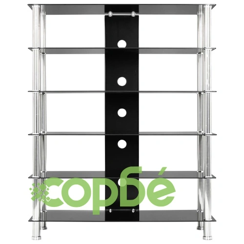 280096  HiFi Stand Black 90x40x113 cm Tempered Glass ➤ топ цена ➤ sorbe.bg