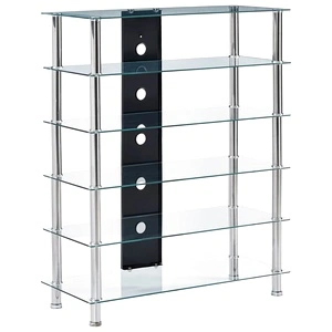 HiFi стойка, прозрачна, 90x40x113 см, закалено стъкло