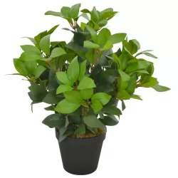 Изкуствено растение лаврово дърво със саксия, зелено, 40 см