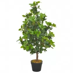 Изкуствено растение лаврово дърво със саксия, зелено, 90 см