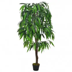 Изкуствено растение мангово дърво със саксия, зелено, 140 см