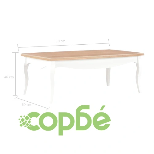 280001  Coffee Table White and Brown 110x60x40 cm Solid Pine Wood ➤ топ цена ➤ sorbe.bg