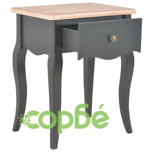 Нощно шкафче, черно и кафяво, 40x30x50 см, бор масив ➤ топ цена ➤ sorbe.bg