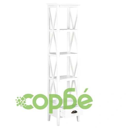 Библиотека с 1 чекмедже, бяла, 40x30x170 см, МДФ ➤ топ цена ➤ sorbe.bg