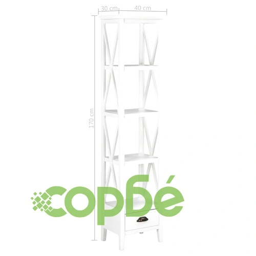 Библиотека с 1 чекмедже, бяла, 40x30x170 см, МДФ ➤ топ цена ➤ sorbe.bg