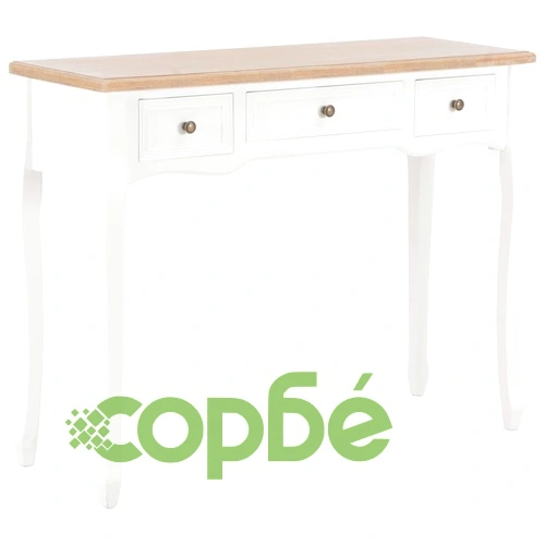 Конзолна тоалетна маса с 3 чекмеджета, бяла ➤ топ цена ➤ sorbe.bg