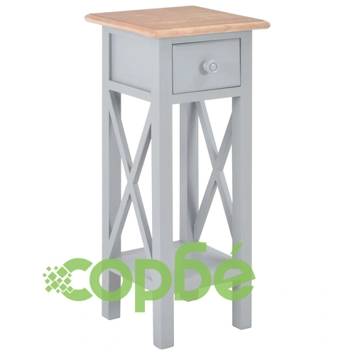 Помощна маса, сива, 27x27x65,5 см, дървена ➤ топ цена ➤ sorbe.bg