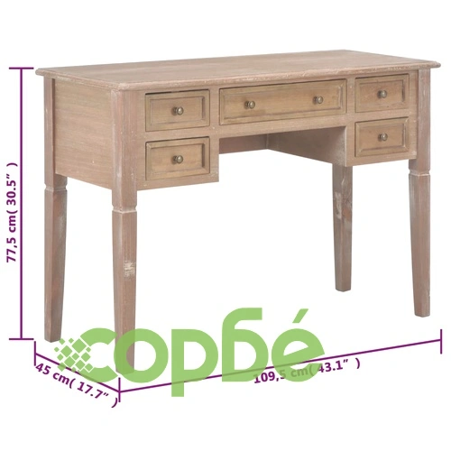 280072  Writing Desk Brown 109,5x45x77,5 cm Wood ➤ топ цена ➤ sorbe.bg