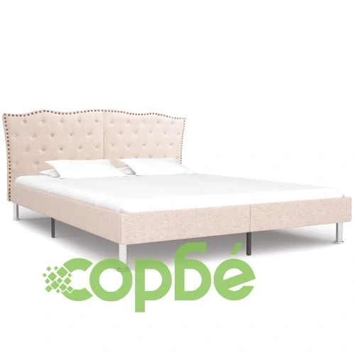 280535  Bed Frame Beige Fabric 160x200 cm ➤ топ цена ➤ sorbe.bg