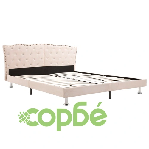 280535  Bed Frame Beige Fabric 160x200 cm ➤ топ цена ➤ sorbe.bg
