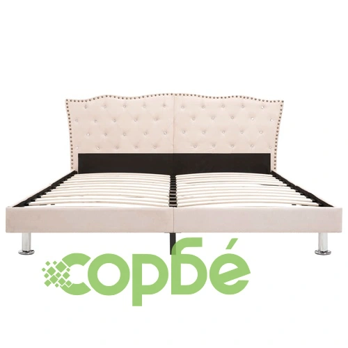 280535  Bed Frame Beige Fabric 160x200 cm ➤ топ цена ➤ sorbe.bg