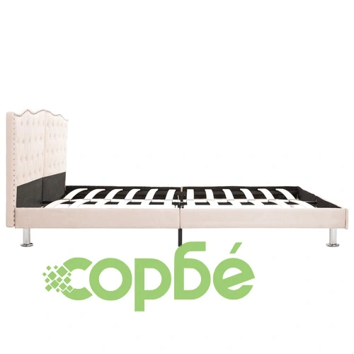 280535  Bed Frame Beige Fabric 160x200 cm ➤ топ цена ➤ sorbe.bg