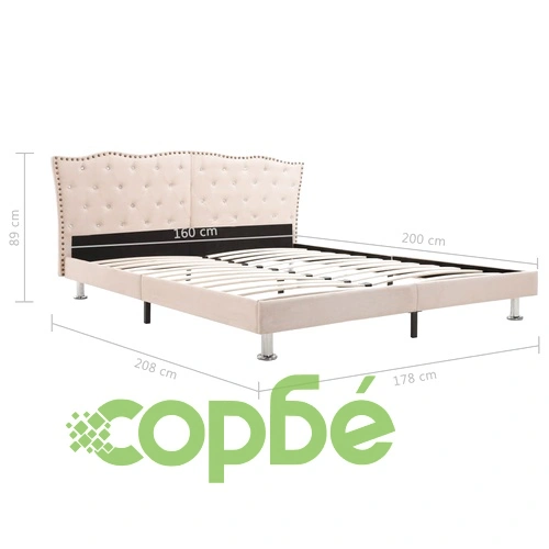 280535  Bed Frame Beige Fabric 160x200 cm ➤ топ цена ➤ sorbe.bg
